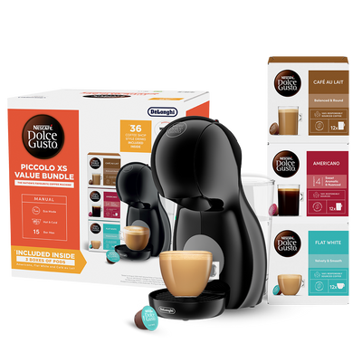 Nescafé Dolce Gusto Piccolo XS Pod Kaffeemaschine by De'Longhi - Value Bundle - Schwarz | EDG210.BGY