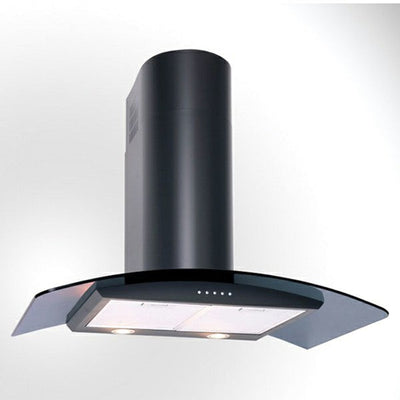 Luxair 90cm Smoked Curved Glass Dunstabzugshaube - Schwarz | LA-90-CVD-BLK