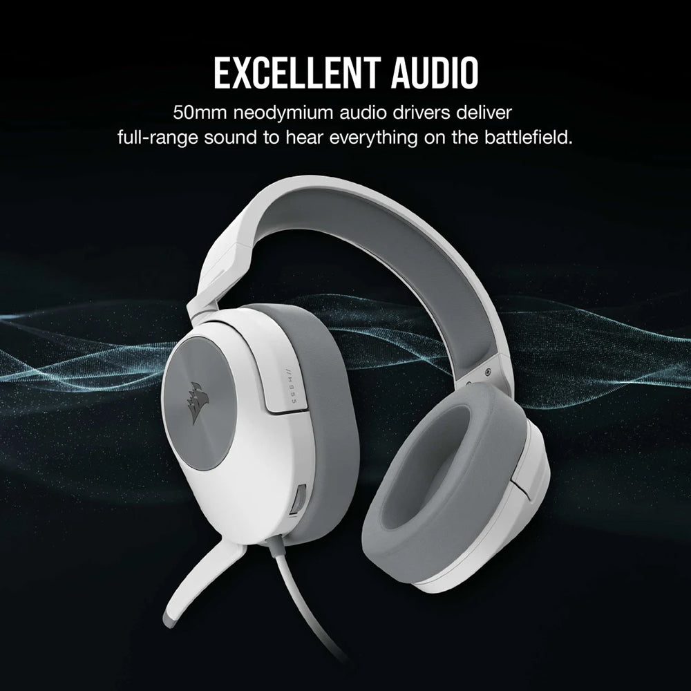 Corsair HS55 Over-Ear Wired Gaming-Headset - Weiß | 106-CA-9011261-EU