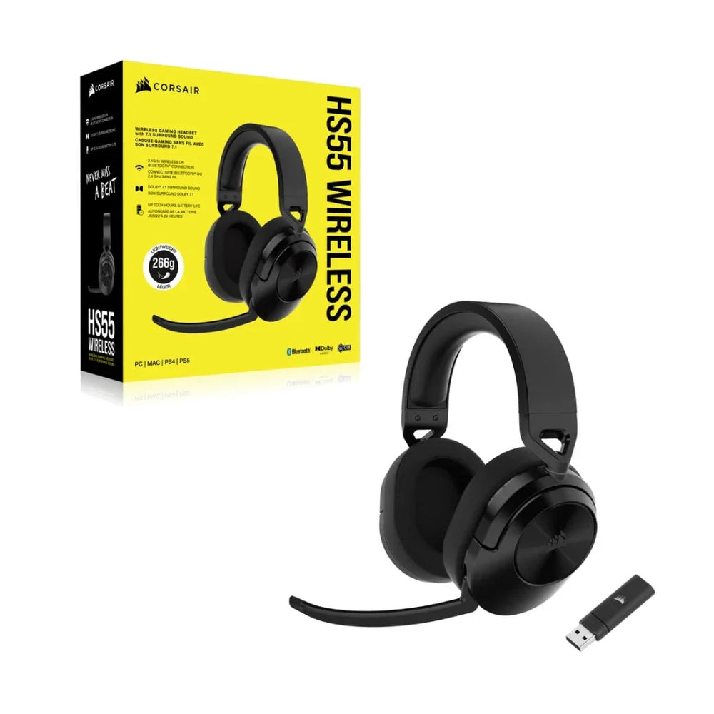 Corsair HS55 Over-Ear Wireless Bluetooth Gaming-Headset - Carbon | 106-CA-9011280-EU