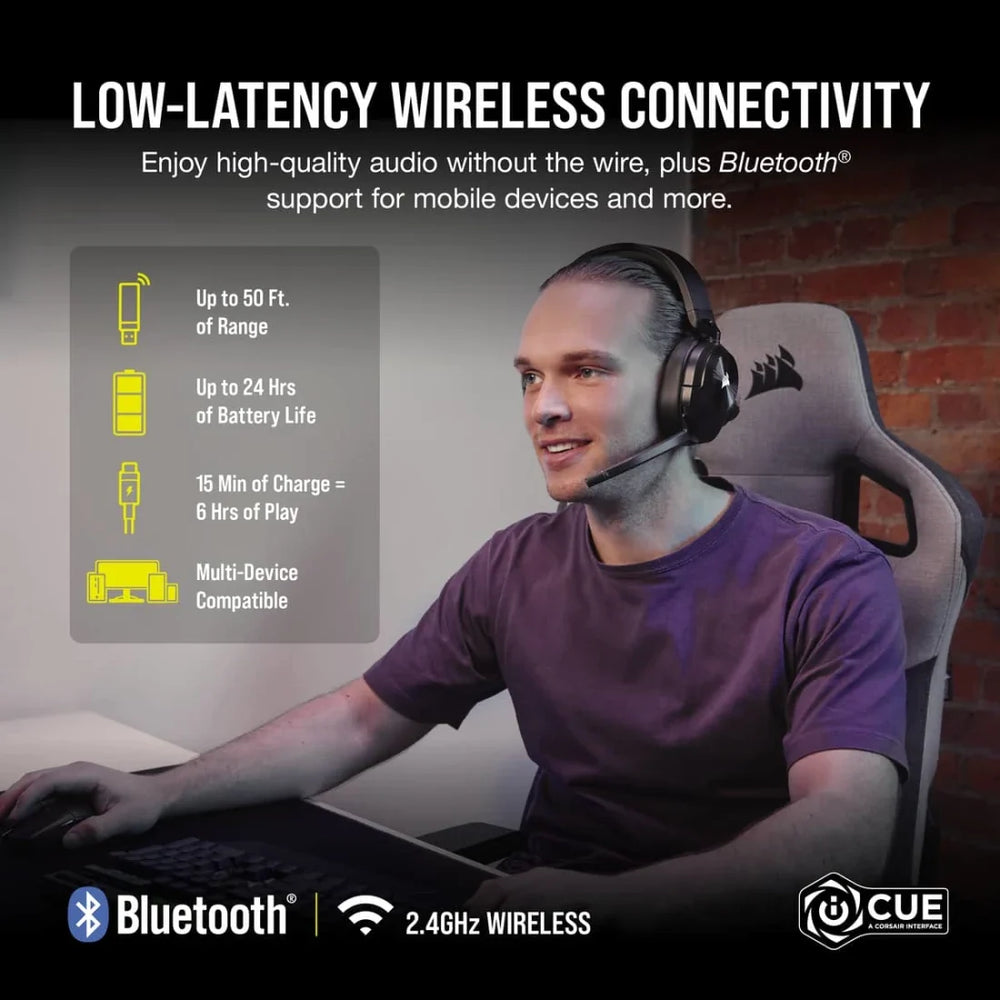 Corsair HS55 Over-Ear Wireless Bluetooth Gaming-Headset - Carbon | 106-CA-9011280-EU