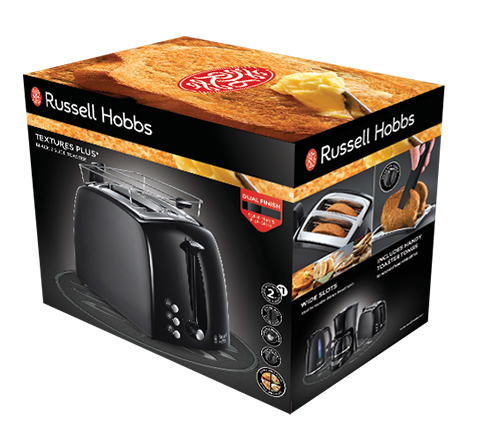Russell Hobbs Textures Plus 2 Slice Toaster - Schwarz | 22601