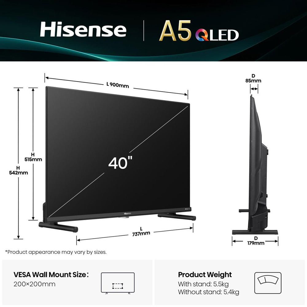 Hisense A5Q 40" FHD Smart TV - Schwarz | 40A59Q