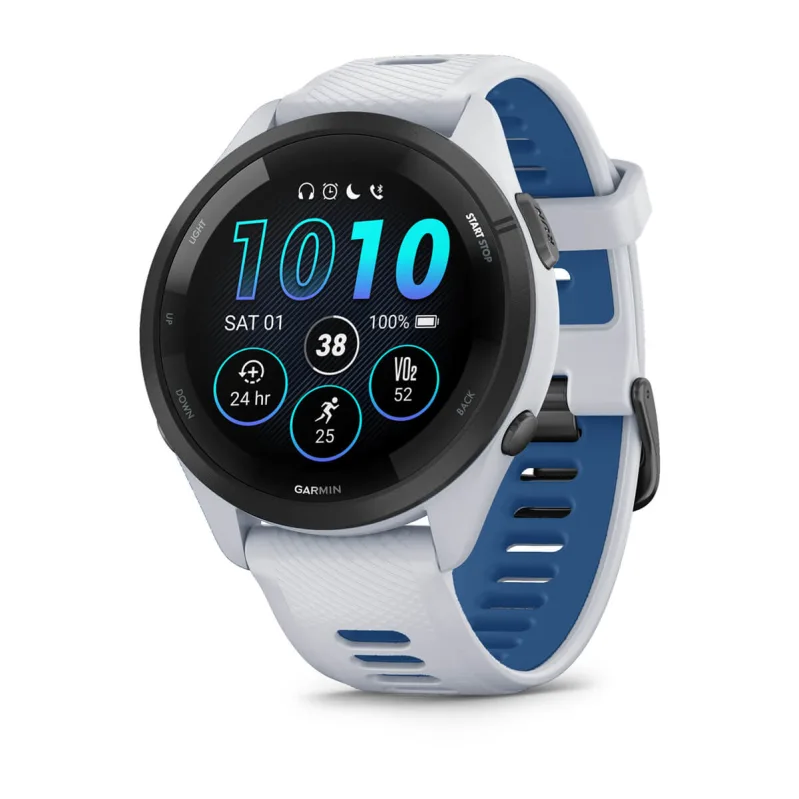 Garmin Forerunner 46MM Running Smartwatch - Whitestone & Tidal Blau | 49-GAR-010-02810-11