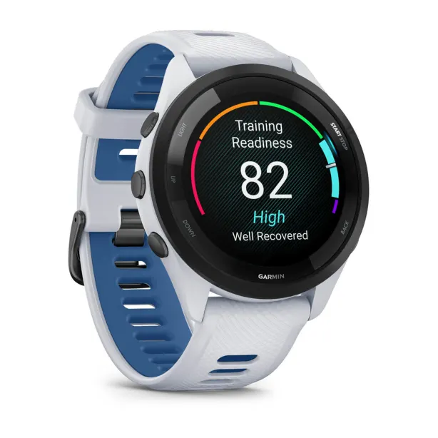 Garmin Forerunner 46MM Running Smartwatch - Whitestone & Tidal Blau | 49-GAR-010-02810-11
