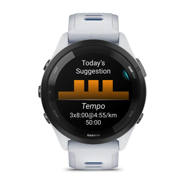 Garmin Forerunner 46MM Running Smartwatch - Whitestone & Tidal Blau | 49-GAR-010-02810-11
