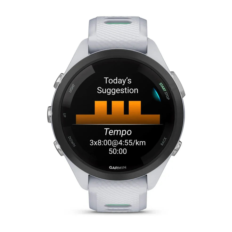 Garmin Forerunner 265S 42MM Running Smartwatch - Whitestone & Neo Tropick | 49-GAR-010-02810-14