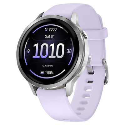 Garmin Venu 4 41MM Smartwatch mit Periwinkle Silicone Band - Silber | 49-GAR-010-03013-01