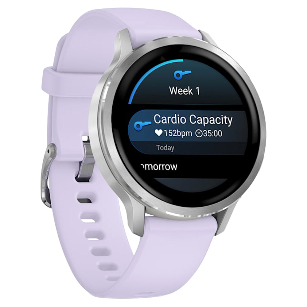 Garmin Venu 4 41MM Smartwatch mit Periwinkle Silicone Band - Silber | 49-GAR-010-03013-01