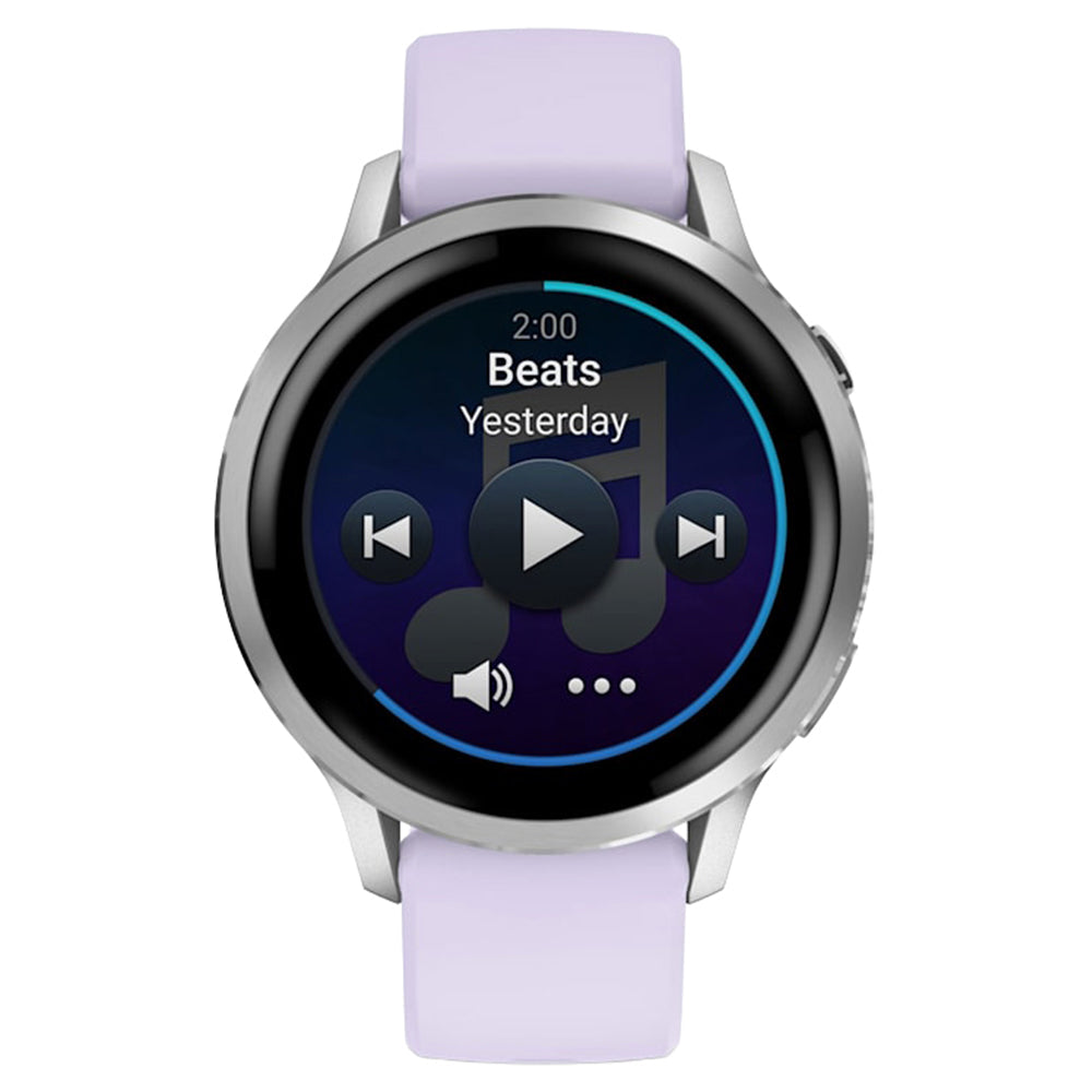 Garmin Venu 4 41MM Smartwatch mit Periwinkle Silicone Band - Silber | 49-GAR-010-03013-01