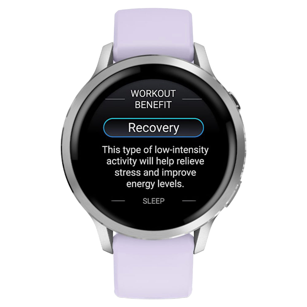 Garmin Venu 4 41MM Smartwatch mit Periwinkle Silicone Band - Silber | 49-GAR-010-03013-01