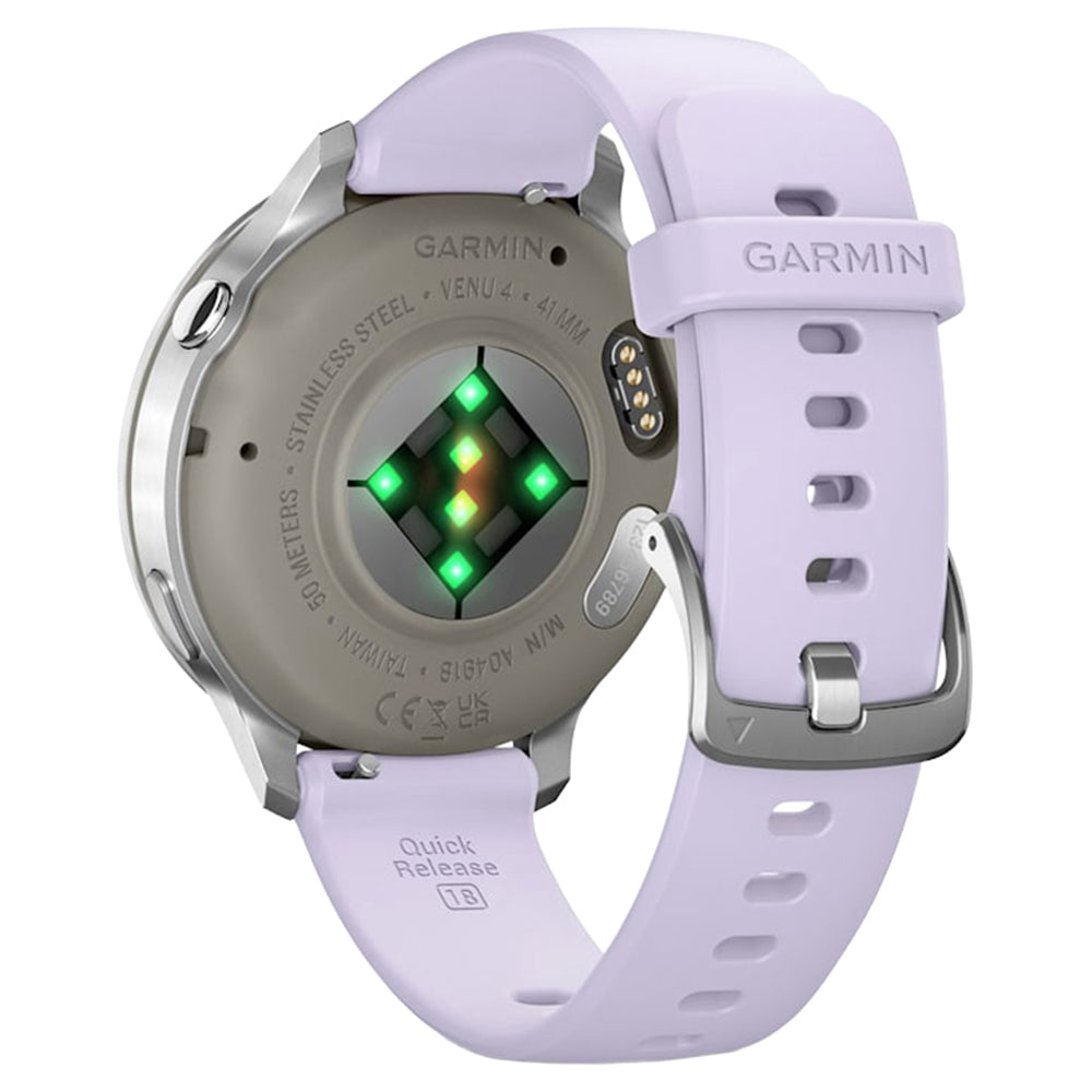 Garmin Venu 4 41MM Smartwatch mit Periwinkle Silicone Band - Silber | 49-GAR-010-03013-01