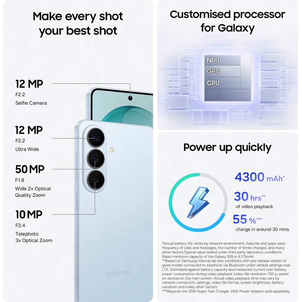 Samsung Galaxy S26 512GB 5G Smartphone – Sky Blue | SM-S942BLBHEUB
