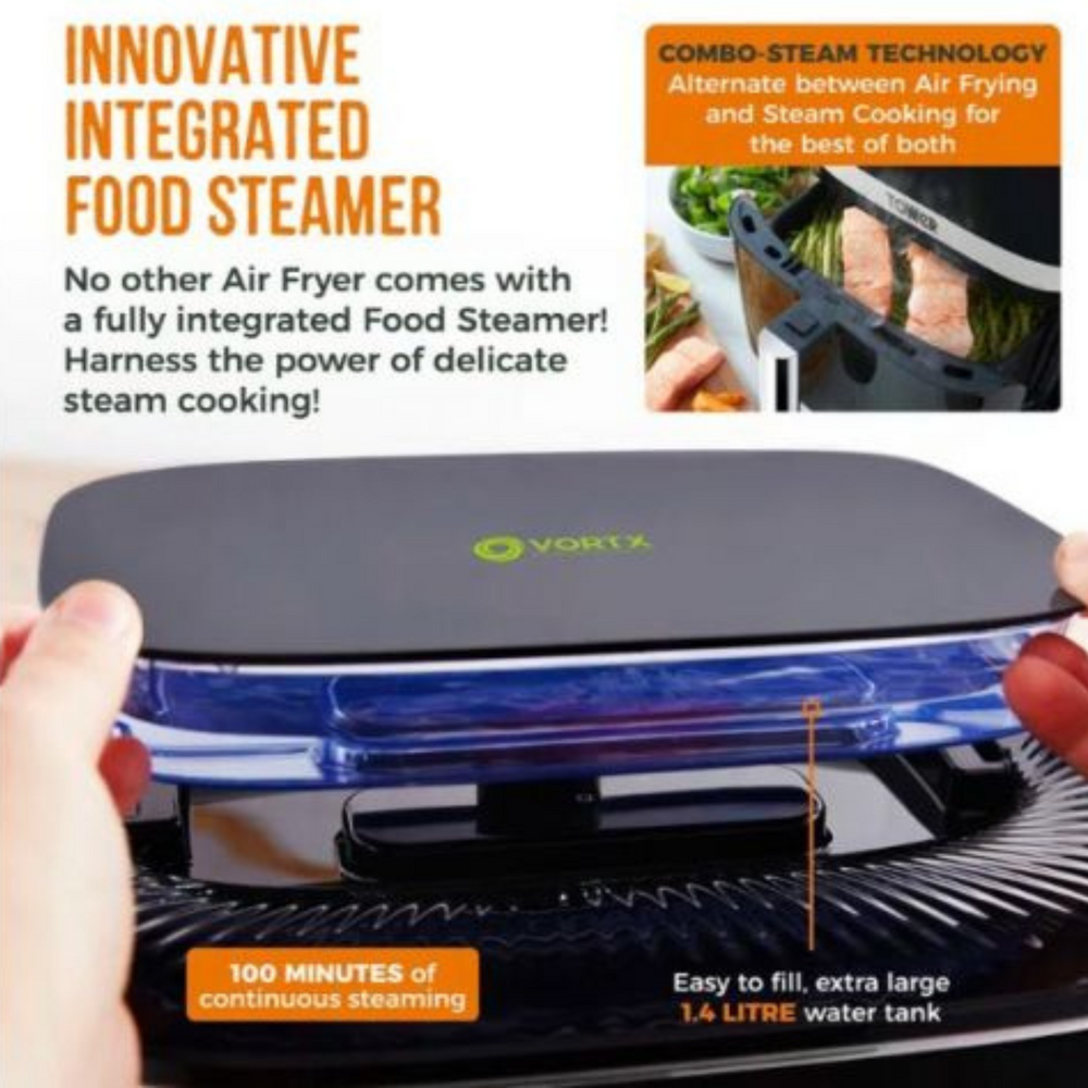 Tower Vortx 1700W 7L Steam Heißluftfritteuse - Schwarz | T17101