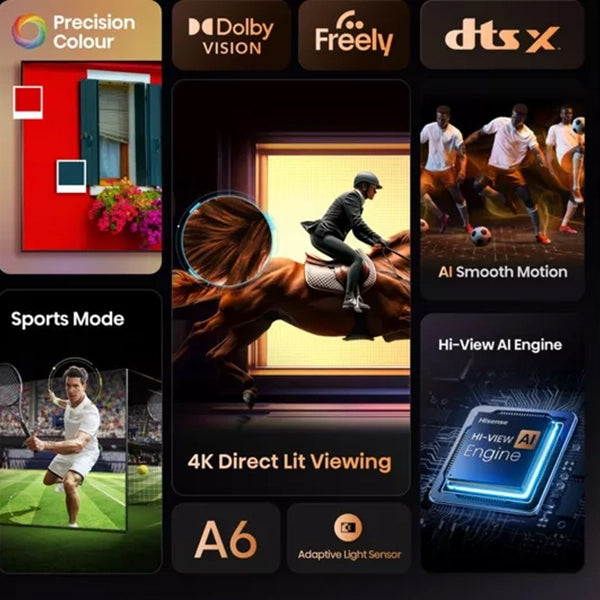 Hisense A6Q 50" 4K Smart TV - Schwarz | 50a61q