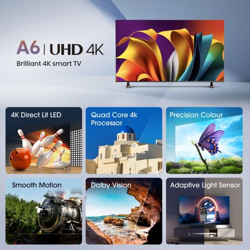 Hisense A6N 55" 4K Smart TV - Schwarz | 55A61N