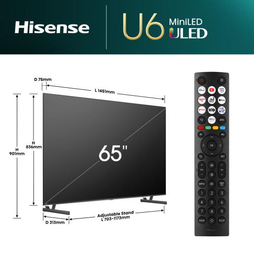 Hisense U6N 65" 4K Smart TV - Schwarz & Dark Grau | 65U61NQ