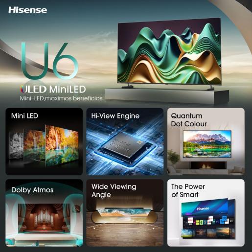 Hisense U6N 65" 4K Smart TV - Schwarz & Dark Grau | 65U61NQ