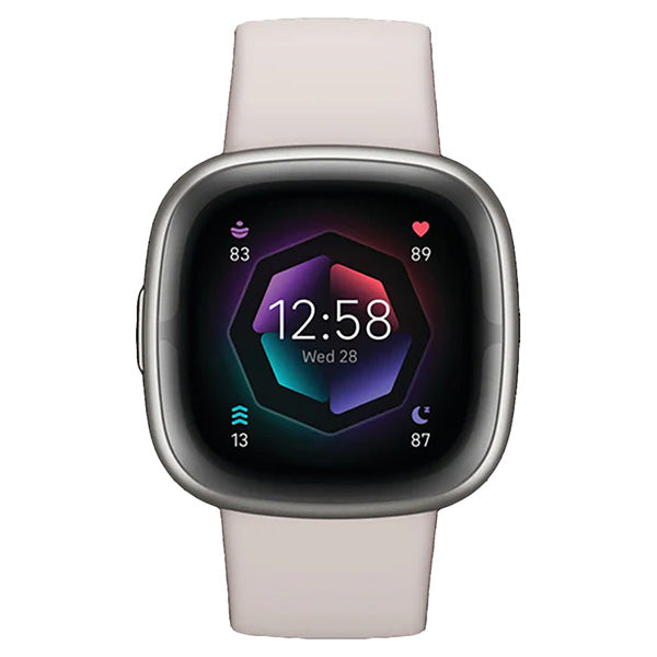 Fitbit Sense 2 Health & Fitness Smartwatch - Lunar Weiß & Platinum | 79-FB521SRWT