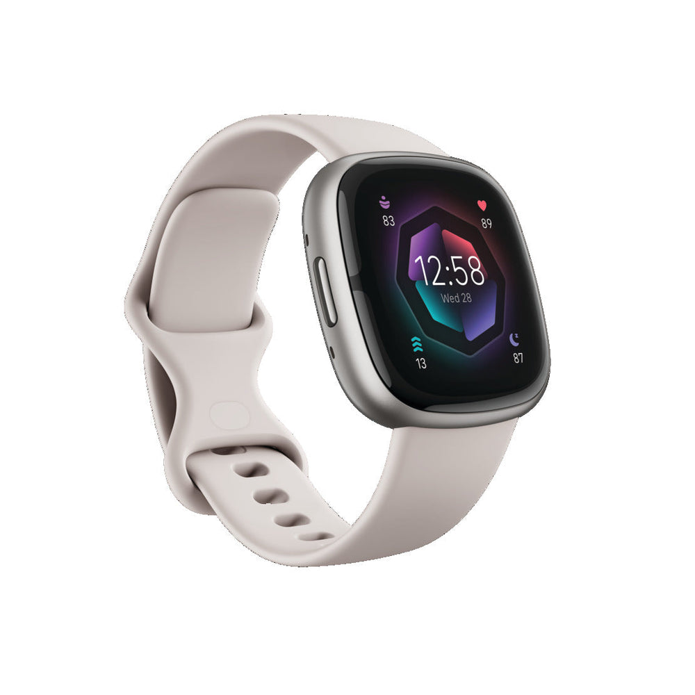 Fitbit Sense 2 Health & Fitness Smartwatch - Lunar Weiß & Platinum | 79-FB521SRWT