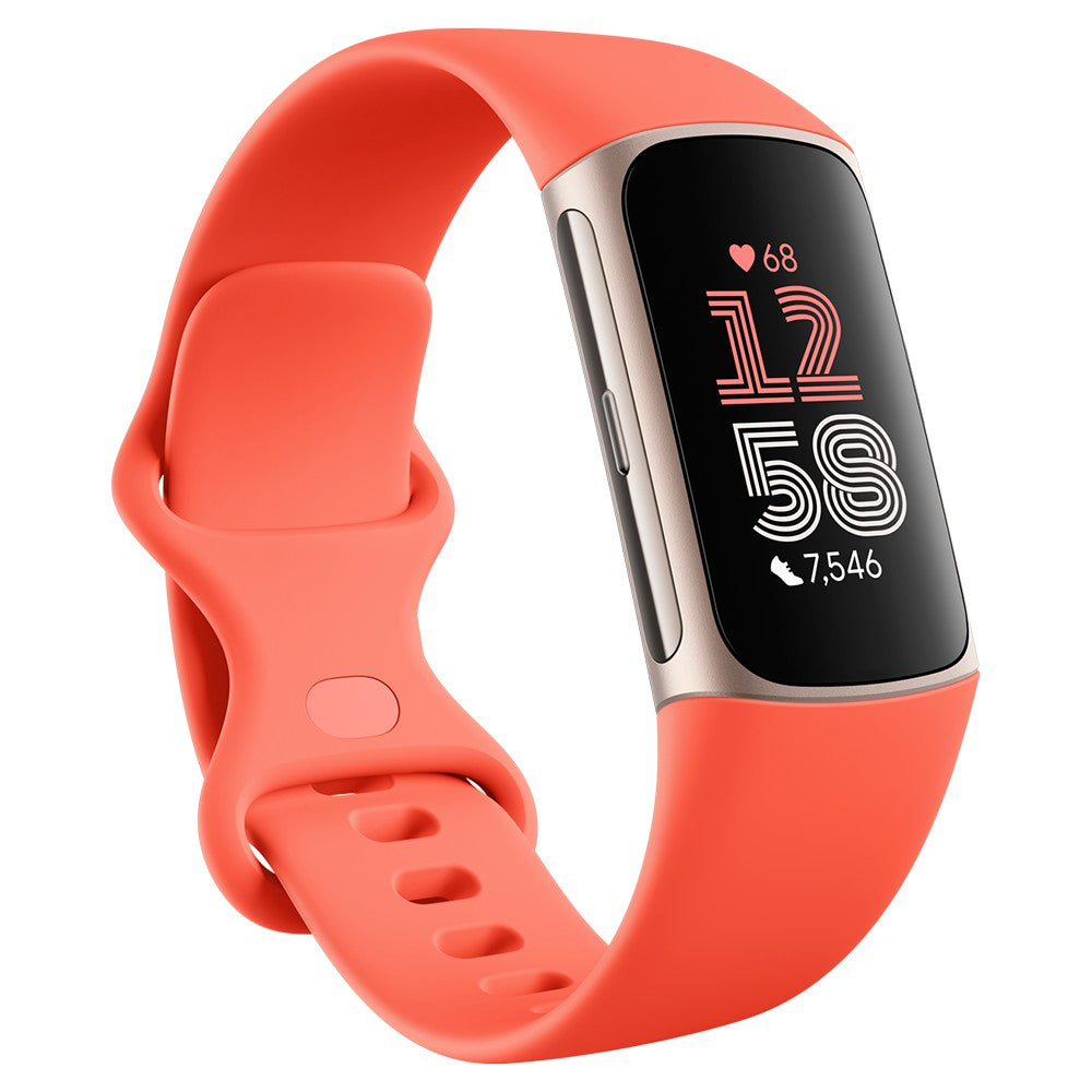 Fitbit Charge 6 19MM Advanced Fitness Tracker Smartwatch - Coral & Champagne Gold Aluminium | 79-GA05184-GB