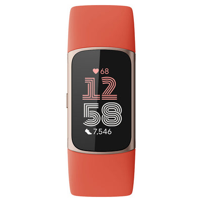 Fitbit Charge 6 19MM Advanced Fitness Tracker Smartwatch - Coral & Champagne Gold Aluminium | 79-GA05184-GB