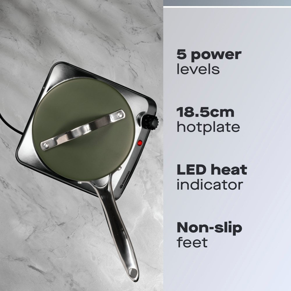 Daewoo Single 1500W Hot Plate Kochfeld - Edelstahl | 874976