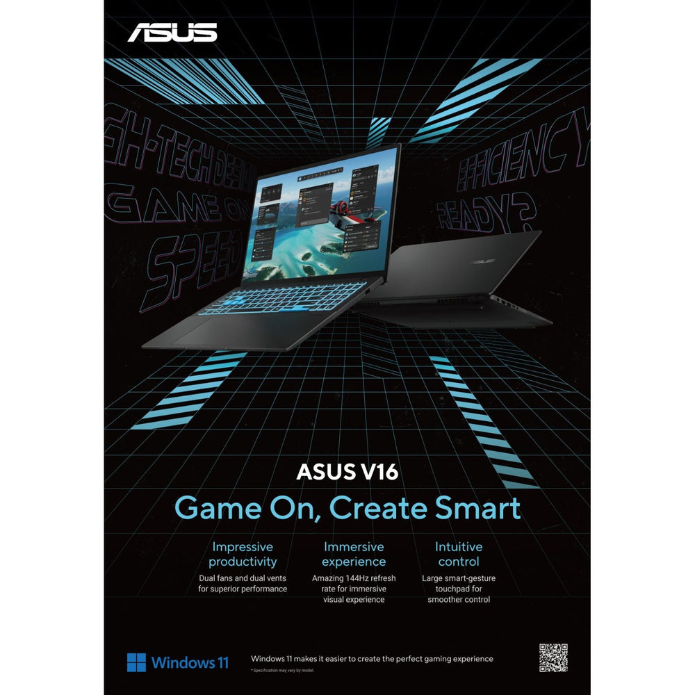 Asus V16 Intel Core 5 16" 16GB/512GB Laptop - Matte Schwarz | SV3607VU-RP195W