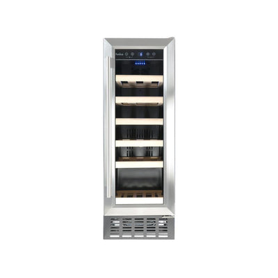 Amica Weinkühlschrank für 19 Flaschen, freistehend, Slimline – Edelstahl | AWC300SS