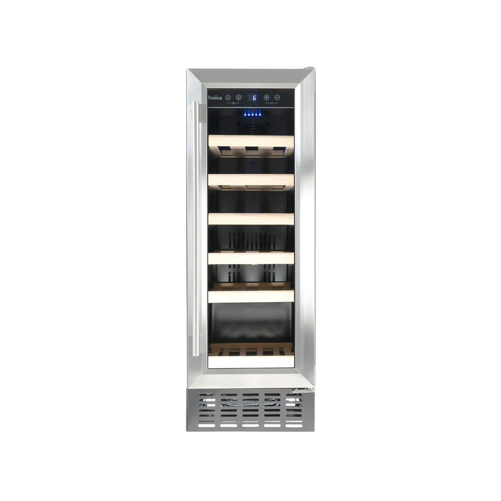 Amica Weinkühlschrank für 19 Flaschen, freistehend, Slimline – Edelstahl | AWC300SS