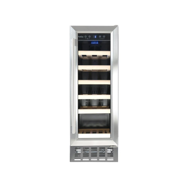 Amica Weinkühlschrank für 19 Flaschen, freistehend, Slimline – Edelstahl | AWC300SS