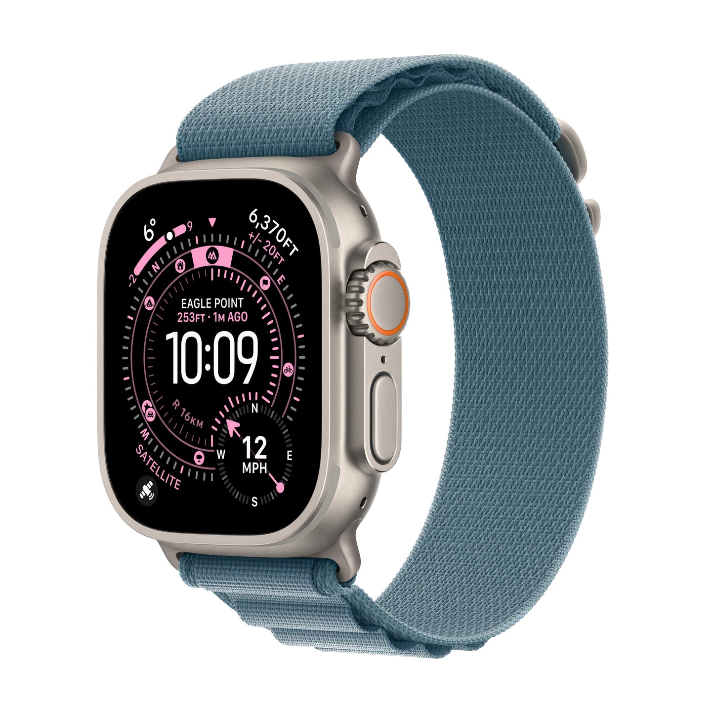 Apple Watch Ultra 3 GPS + Cellular 49MM Natural Titanium Case with Light Blue Alpine Loop - Medium | MEWM4DH/A