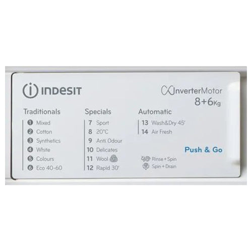 Indesit 8KG/6KG 1351RPM Einbau Waschtrockner - Weiß | BIWDIL861485UK