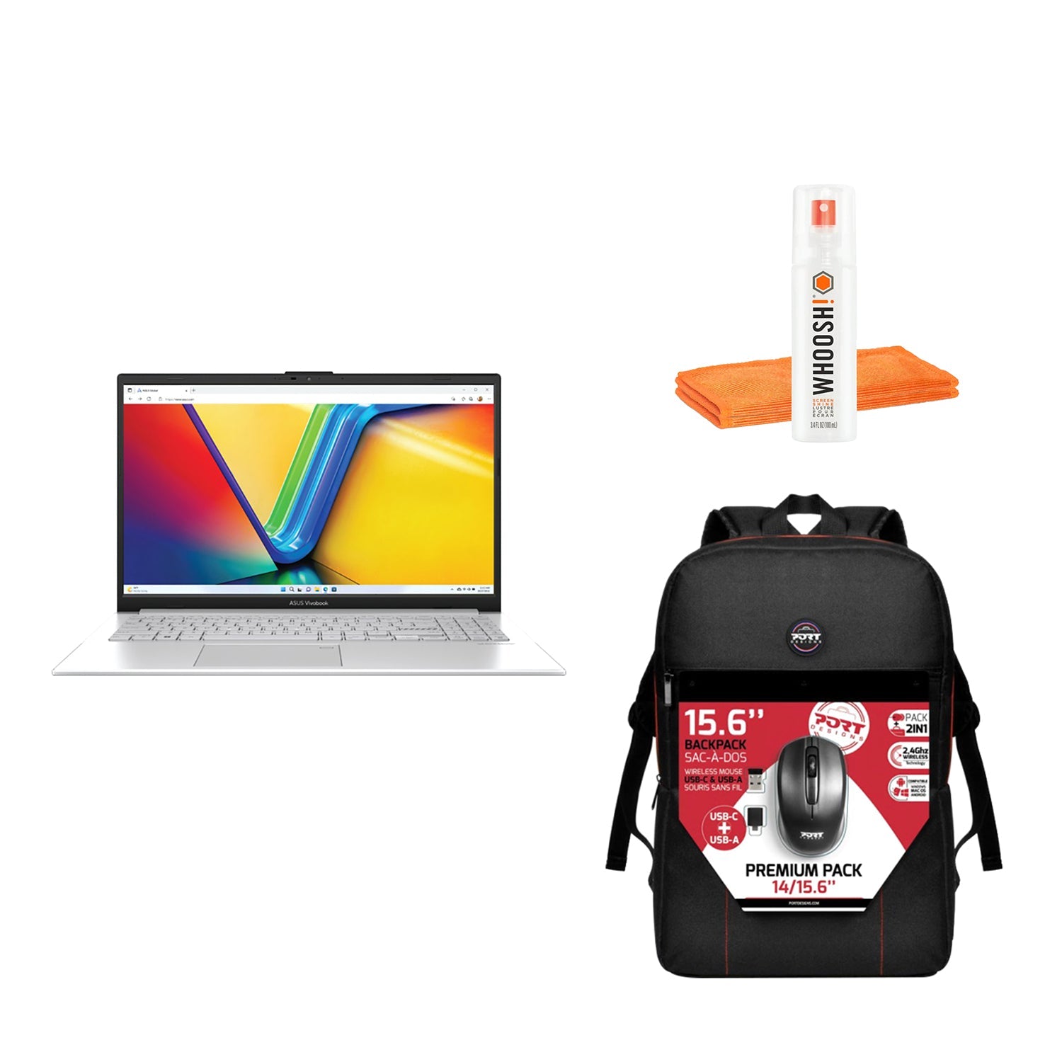 Asus Vivobook Go 15 Intel Core i3 15.6" 8GB/128GB Laptop Bundle - Cool Silver | BTS01