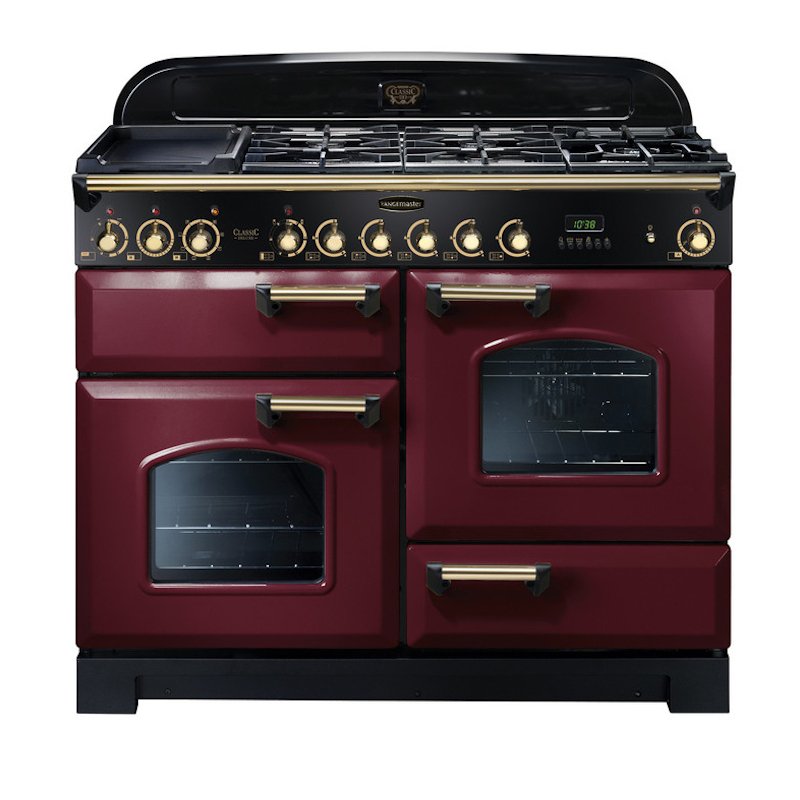 Rangemaster Classic Deluxe 110CM Gas-Elektro-Standherd – Schwarz & Rot | CDL110DFFCY/B