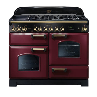 Rangemaster Classic Deluxe 110CM Gas-Elektro-Standherd – Schwarz & Rot | CDL110DFFCY/B