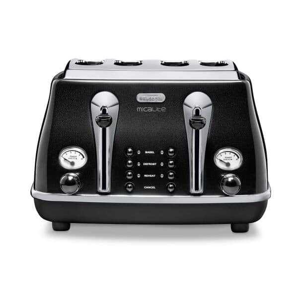 DeLonghi Icona Micalite 1800W 4 Slice Toaster - Schwarz | CTOM4003.BK