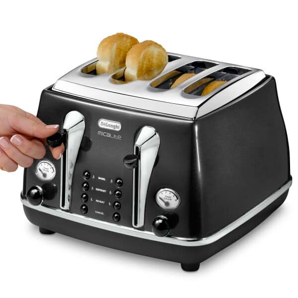 DeLonghi Icona Micalite 1800W 4 Slice Toaster - Schwarz | CTOM4003.BK