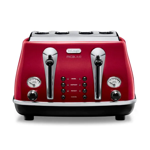 DeLonghi Icona Micalite 1800W 4 Slice Toaster - Red | CTOM4003R