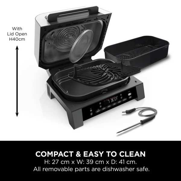 Ninja 6-In-1 Max 1760W Grill & Heißluftfritteuse - Grau & Silber | DG551UK