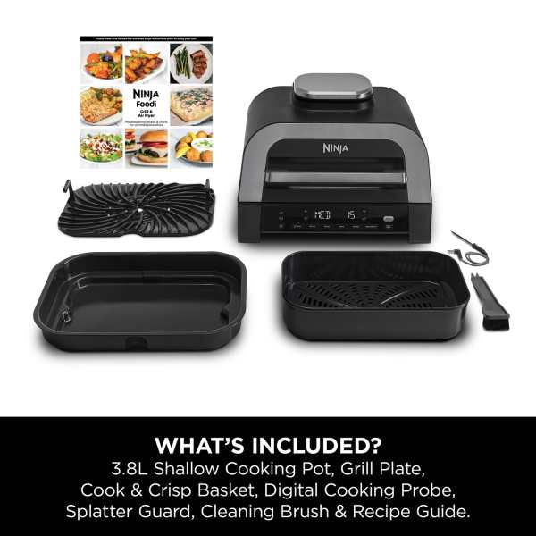 Ninja 6-In-1 Max 1760W Grill & Heißluftfritteuse - Grau & Silber | DG551UK