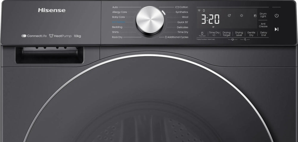 Hisense 5S Serie 10kg Wärmepumpentrockner, freistehend – Schwarz | DH5S102BB