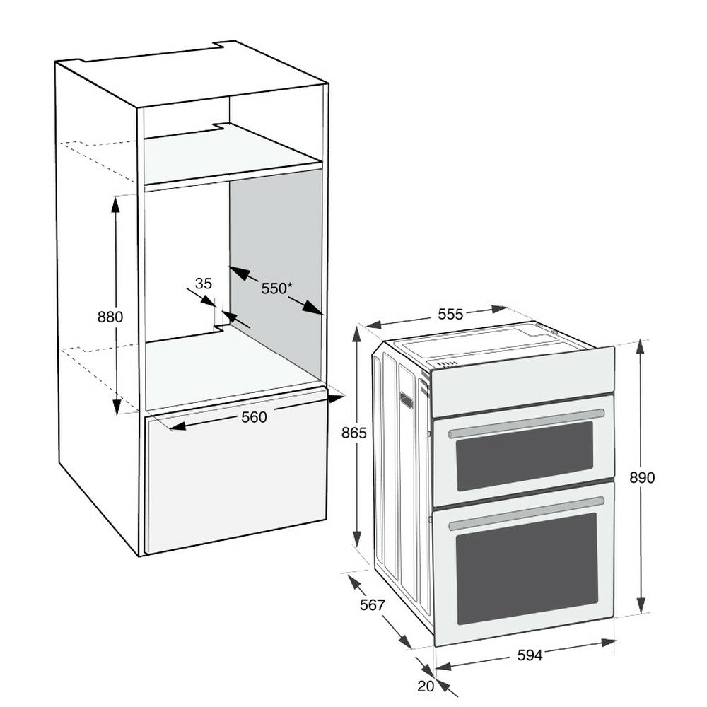 Hotpoint 109L Einbau Electric Doppelbackofen - Inox | DIH82DIX