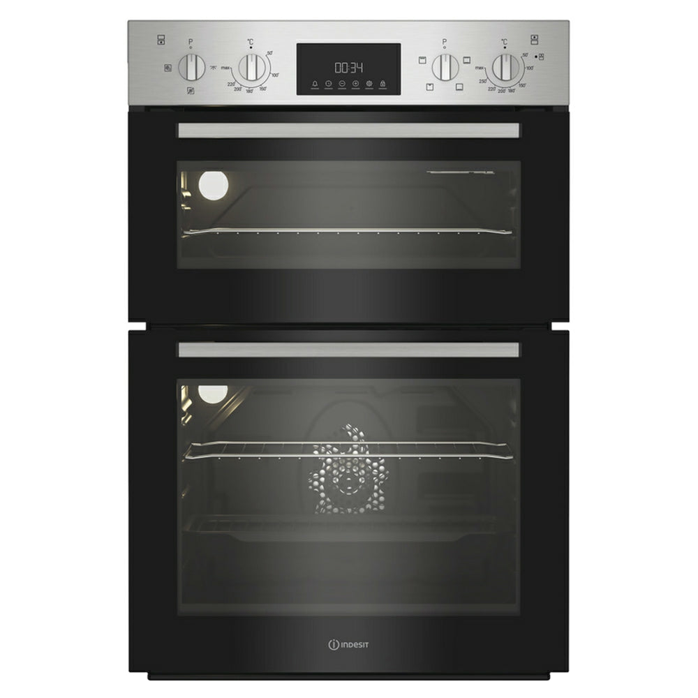 Indesit 105L Built-In Electric Double Oven - Inox | DII10DIX