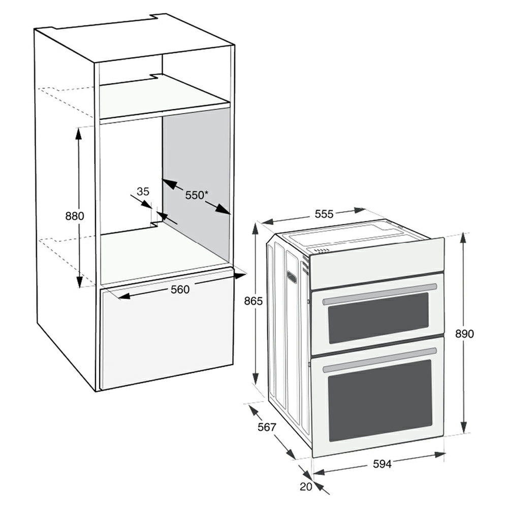 Indesit 105L Einbau Electric Doppelbackofen - Inox | DII10DIX