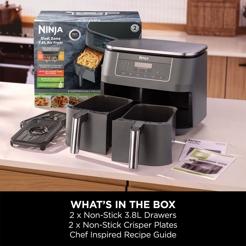 Ninja 6-in-1 Dual Zone 7.6L Heißluftfritteuse - Gun Metal Grau | DZ300UK