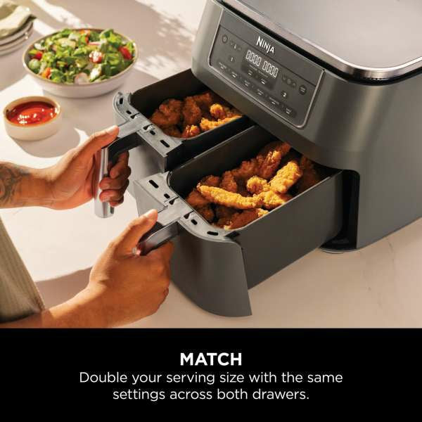 Ninja 6-in-1 Dual Zone 7.6L Heißluftfritteuse - Gun Metal Grau | DZ300UK