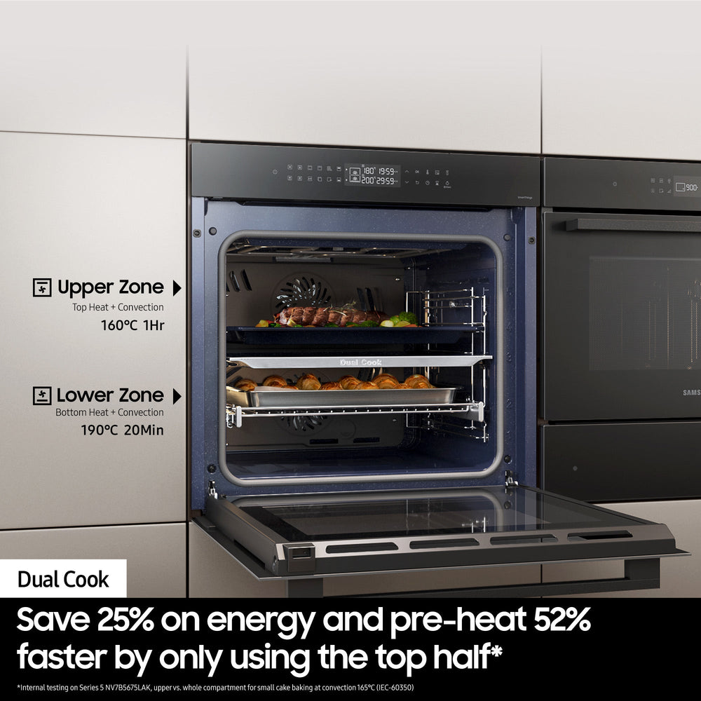 Samsung Series 4 76L Electric Smart Backofen mit Dual Cook - Edelstahl | NV7B4430ZAS/U4