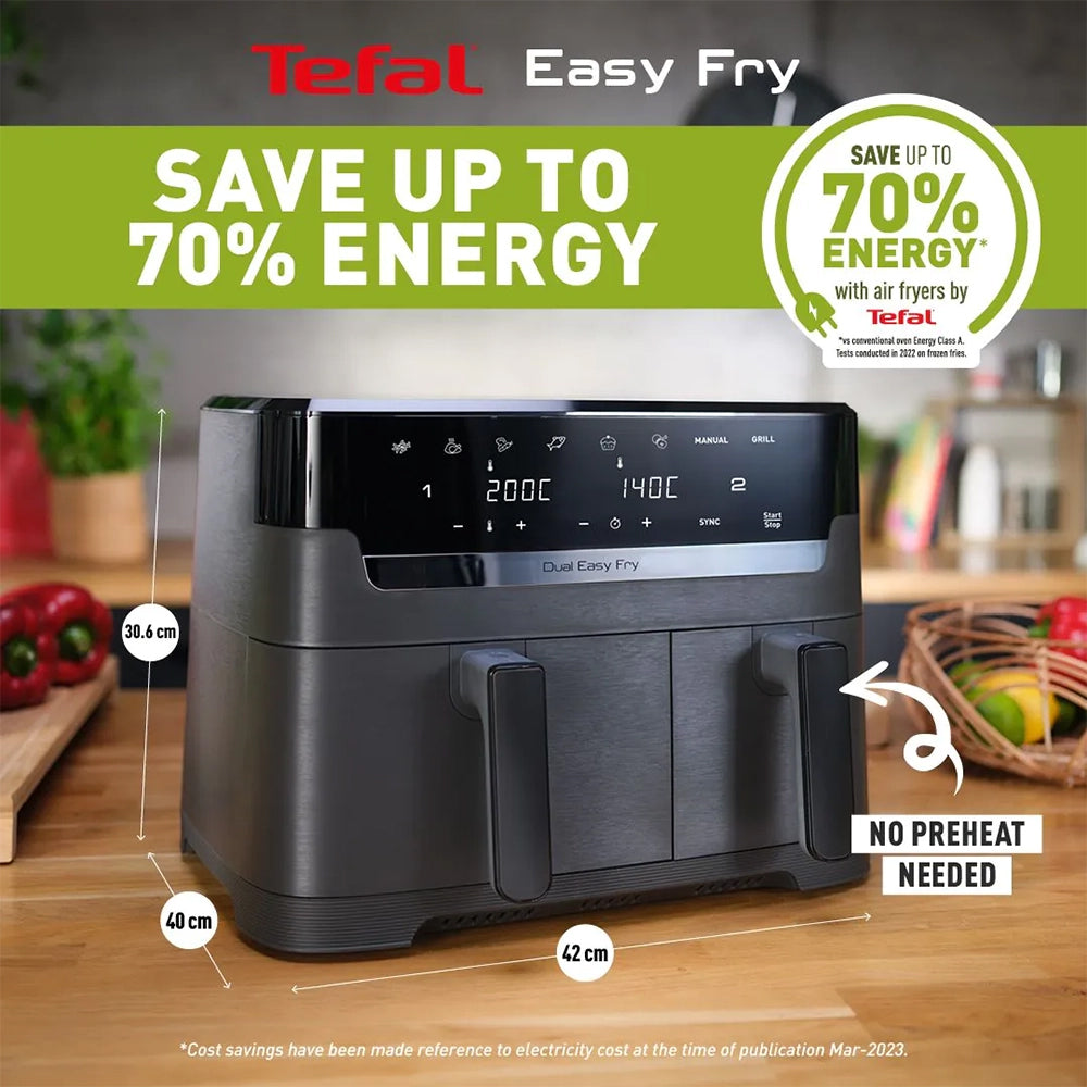 Tefal 8.3L Easy Fry Dual Heißluftfritteuse - Coal | EY901HG0
