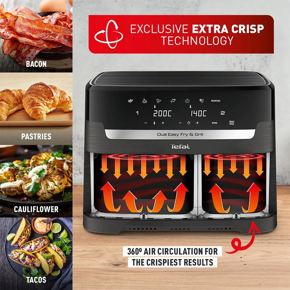 Tefal 8.3L Easy Fry Dual Heißluftfritteuse - Coal | EY901HG0